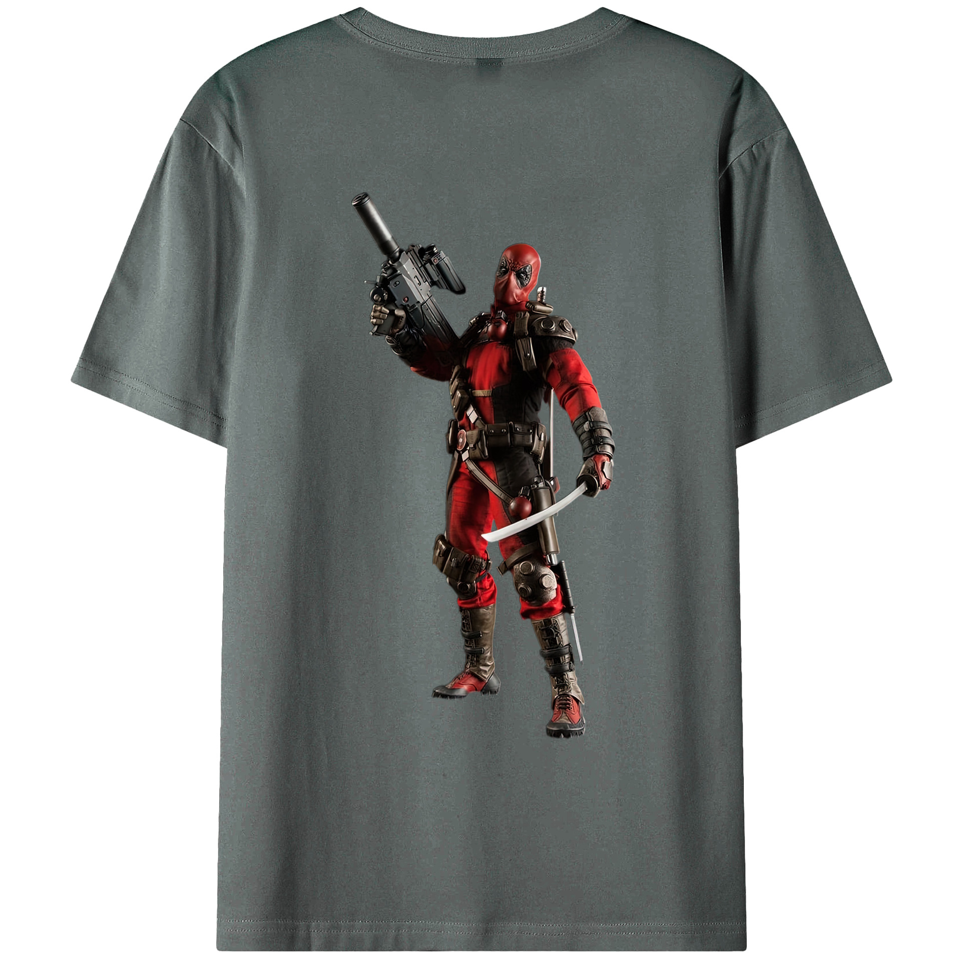 （画像用） Deadpool デッドプール 綿100％ メンズ半袖Tシャツ（バックプリント） 通気性